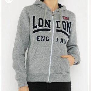 Nas Light Grey London Sweatshirt Jacket - Sz L